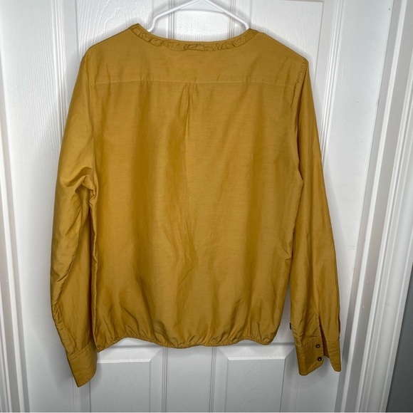 Sundance Silk Blend Ruffle Long Sleeve Blouse in Mustard Yellow L - Picture 2 of 10